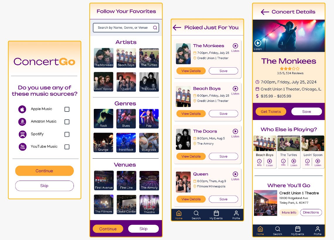 ConcertGo App Mockups