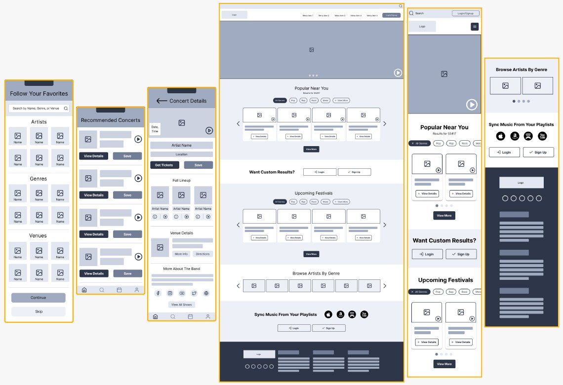 ConcertGo Digital Wireframes