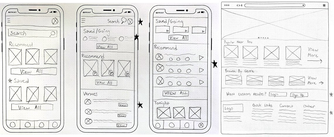 ConcertGo Paper Wireframes