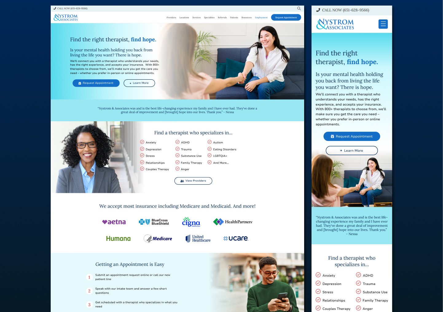 Nystrom & Associates Website Mockups