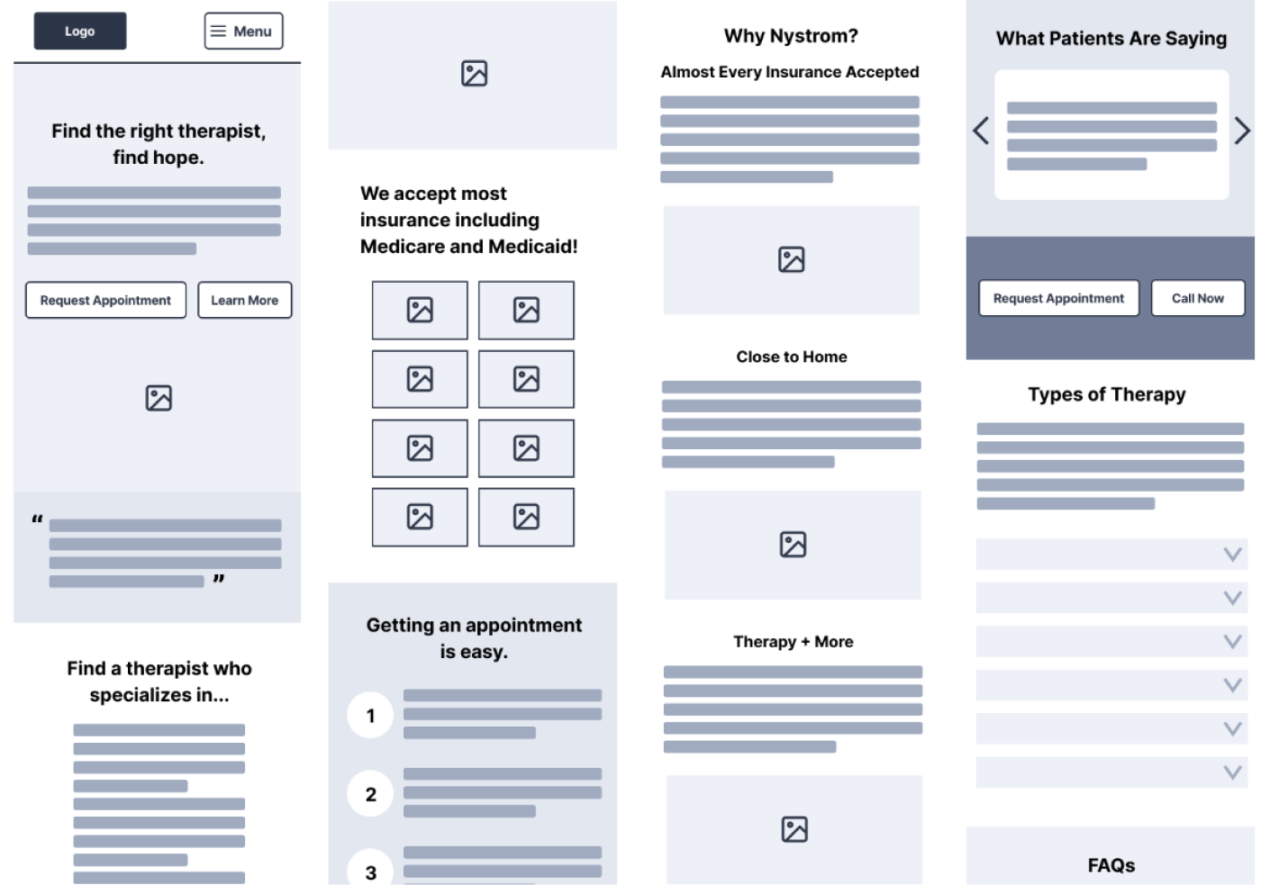 Nystrom Mobile Wireframes