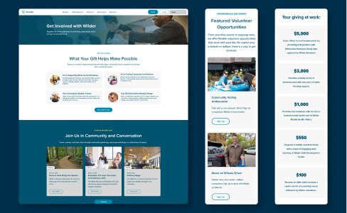Donations and volunteer pages